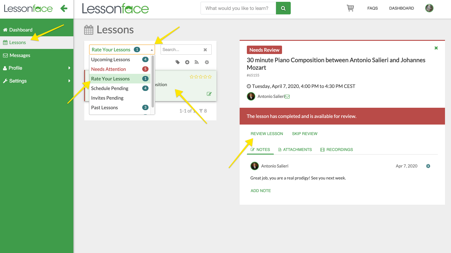 Rate & Review Your Private Lessons on Lessonface | Lessonface